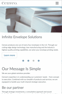 Cenveo Envelopes Mobile Responsive Page