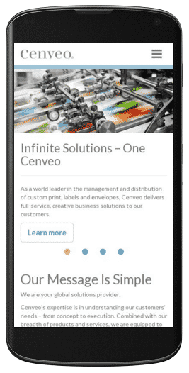Cenveo’s Mobile Reponsive Homepage launched in Kentico